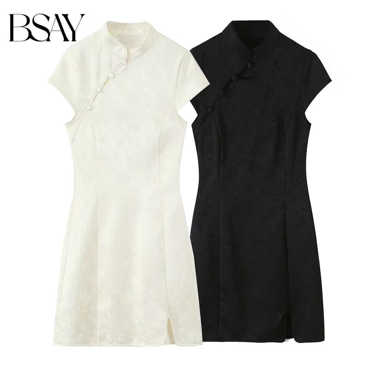 BSAY Summer Women's New Chinese Style Jacquard Cheongsam Dress Mandarin Collar Short Sleeve Slim Fit Mini Dress for Daily Party
BSAY Summer Women's New Chinese Style Jacquard Cheongsam Dress Mandarin Collar Short Sleeve Slim Fit Mini Dress for Daily Party