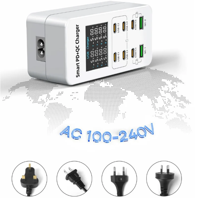 Зарядное устройство USB C QC 3.0 с 8 портами, быстрая зарядка Type C PD, адаптер для телефонов iPhone, Samsung, Xiaomi, Huawei, многопортовое настенное зарядное устройство
Зарядное устройство USB C QC 3.0 с 8 портами, быстрая зарядка Type C PD, адаптер для телефонов iPhone, Samsung, Xiaomi, Huawei, многопортовое настенное зарядное устройство