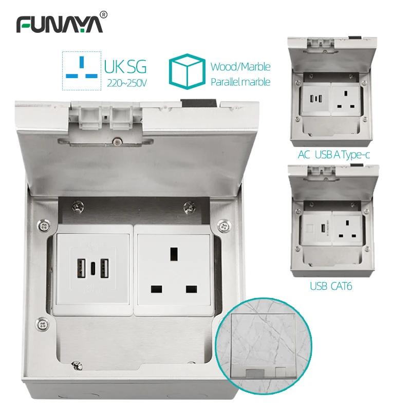 FUNAYA UK Stainless Alloy Flip Cover Sockets MK SG MY Hidden Floor Built-in Desktop Power Electrical Marble Recessed Socket
FUNAYA UK Stainless Alloy Flip Cover Sockets MK SG MY Hidden Floor Built-in Desktop Power Electrical Marble Recessed Socket