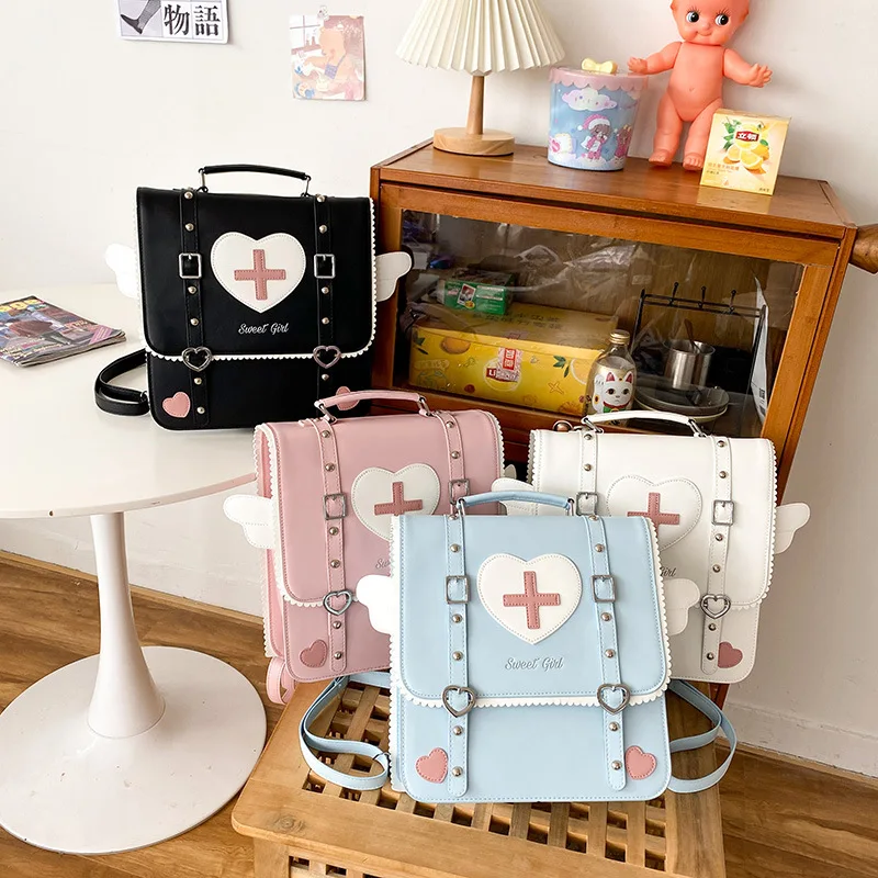 PU leather Japanese-style student hand-held crossbody bag, anime cute angel wings girl funny personality backpack
PU leather Japanese-style student hand-held crossbody bag, anime cute angel wings girl funny personality backpack