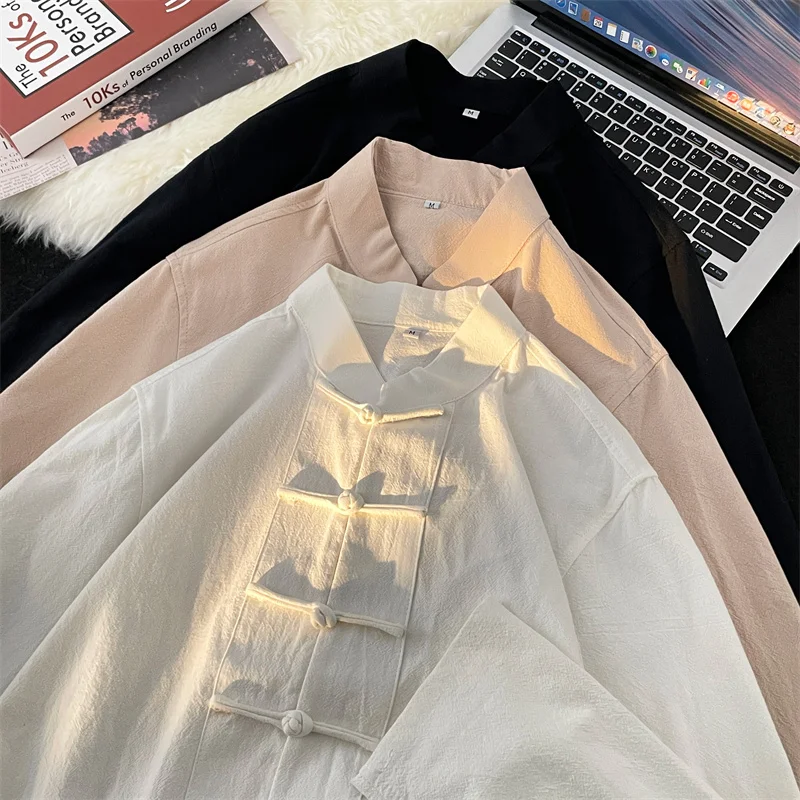 Loose Long Sve irt Men's New Chinese Sle Stand Collar Thin Trendy Tang Suit Jaet Button Decorated Iron-Free Procing
Loose Long Sve irt Men's New Chinese Sle Stand Collar Thin Trendy Tang Suit Jaet Button Decorated Iron-Free Procing