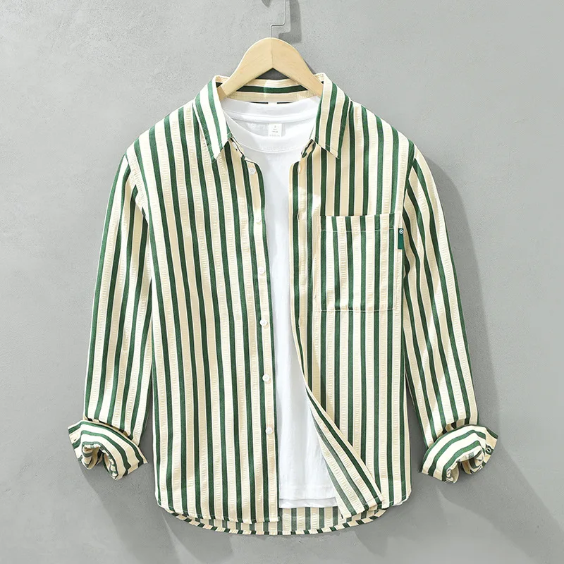 Korean Style Fresh Striped Shirt Men Spring Summer Tops Daily Casual Shirts Lapel Pocket Long Sleeve Shirts Man Simple Clothing
Korean Style Fresh Striped Shirt Men Spring Summer Tops Daily Casual Shirts Lapel Pocket Long Sleeve Shirts Man Simple Clothing