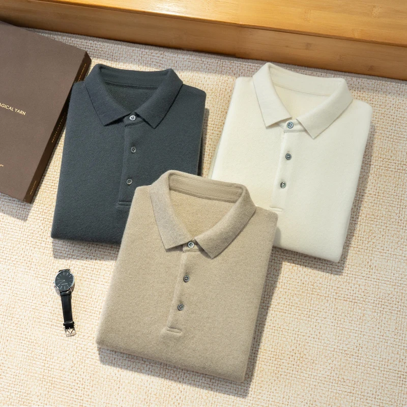 Мужская рубашка-поло с воротником из 100% чистого козьего кашемира, вязаный пуловер, свитер, осень-зима, толстый теплый топ, мягкий и роскошный
Мужская рубашка-поло с воротником из 100% чистого козьего кашемира, вязаный пуловер, свитер, осень-зима, толстый теплый топ, мягкий и роскошный