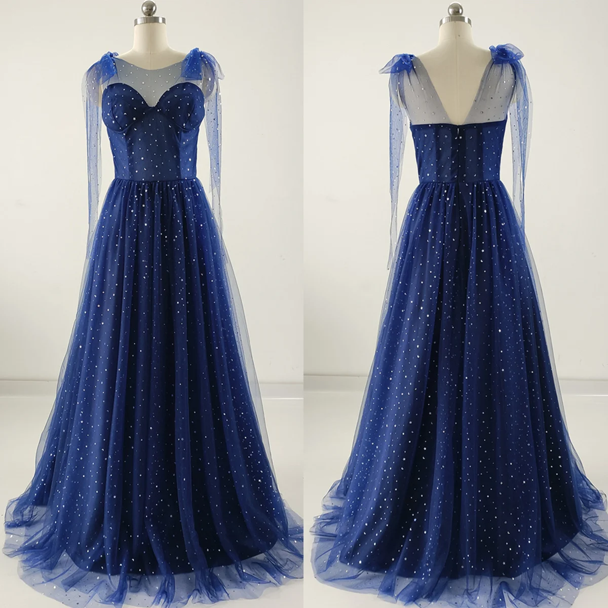 Real Photo Evening Dresses Navy Blue O-neck Sleeveless Zipper Back A-Line Floor-Length Plus size Woman Formal Party Gowns A1586
Real Photo Evening Dresses Navy Blue O-neck Sleeveless Zipper Back A-Line Floor-Length Plus size Woman Formal Party Gowns A1586