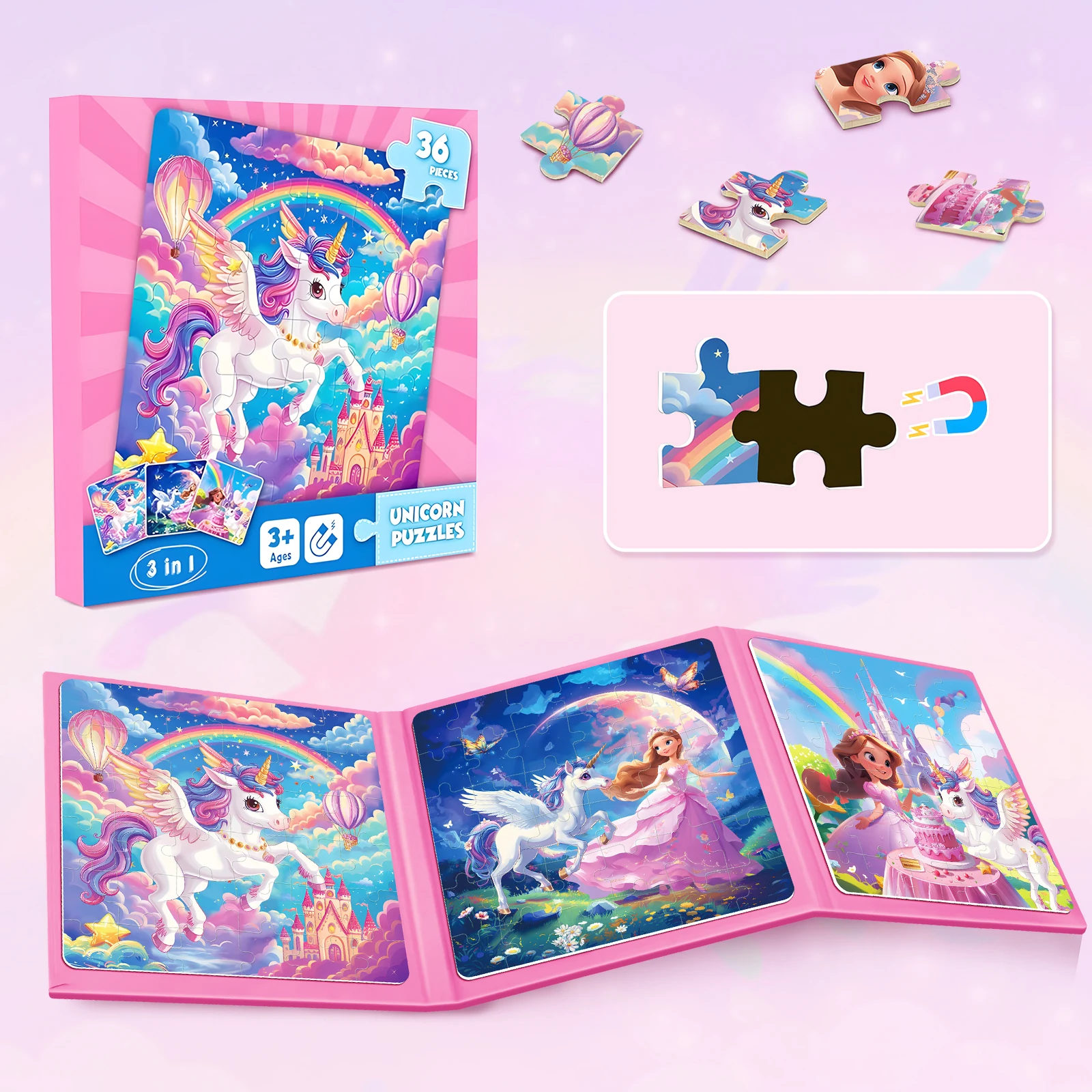 Магнитные пазлы с единорогами для детей, 3 в 1, дорожные пазлы, игрушки, развивающие игры Монтессори, подарки на день рождения для девочек и мальчиков
Магнитные пазлы с единорогами для детей, 3 в 1, дорожные пазлы, игрушки, развивающие игры Монтессори, подарки на день рождения для девочек и мальчиков