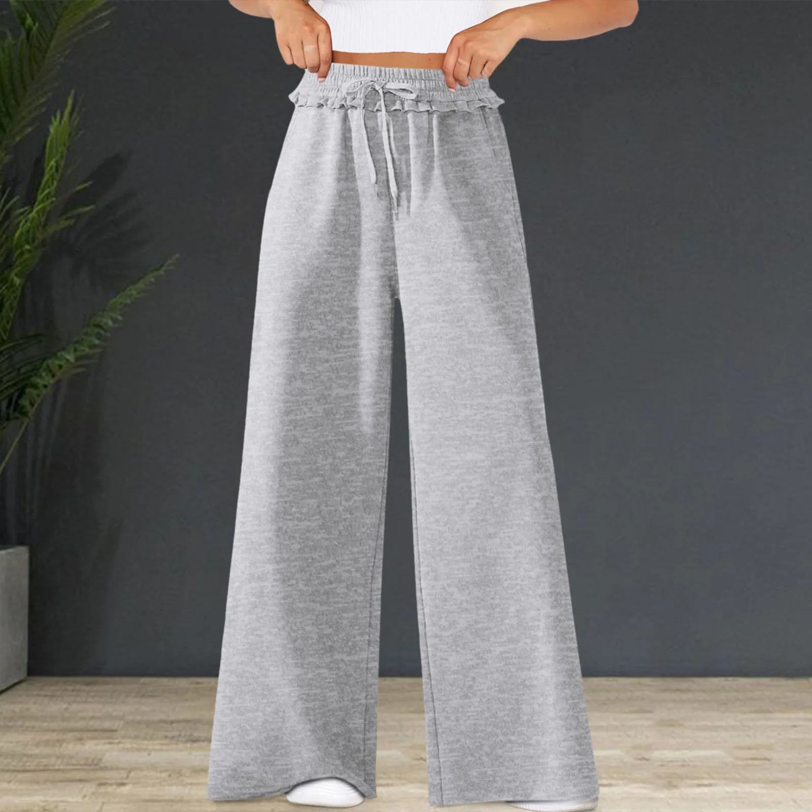 Women's High-waisted Wide Leg Pants Thin Solid Straight Leg Drawstring Pants Casual Ladies Loose-fit Lace Up Basic Trousers
Women's High-waisted Wide Leg Pants Thin Solid Straight Leg Drawstring Pants Casual Ladies Loose-fit Lace Up Basic Trousers