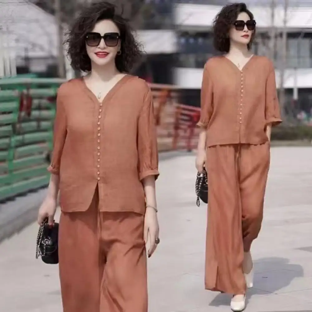 Women Two Piece Set Polyester Stylish Women's 2 Piece Outfit Set with Button Down Shirt Wide Leg Pants for Summer Streetwear
Women Two Piece Set Polyester Stylish Women's 2 Piece Outfit Set with Button Down Shirt Wide Leg Pants for Summer Streetwear