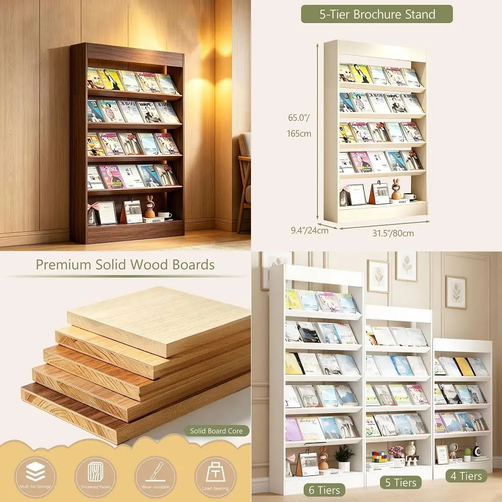 4 5 6 Tiers Magazine Rack Floor Wood, Floor Standing Magazine Rack, Brochure Holder for Office, Library, Reception Area
4 5 6 Tiers Magazine Rack Floor Wood, Floor Standing Magazine Rack, Brochure Holder for Office, Library, Reception Area