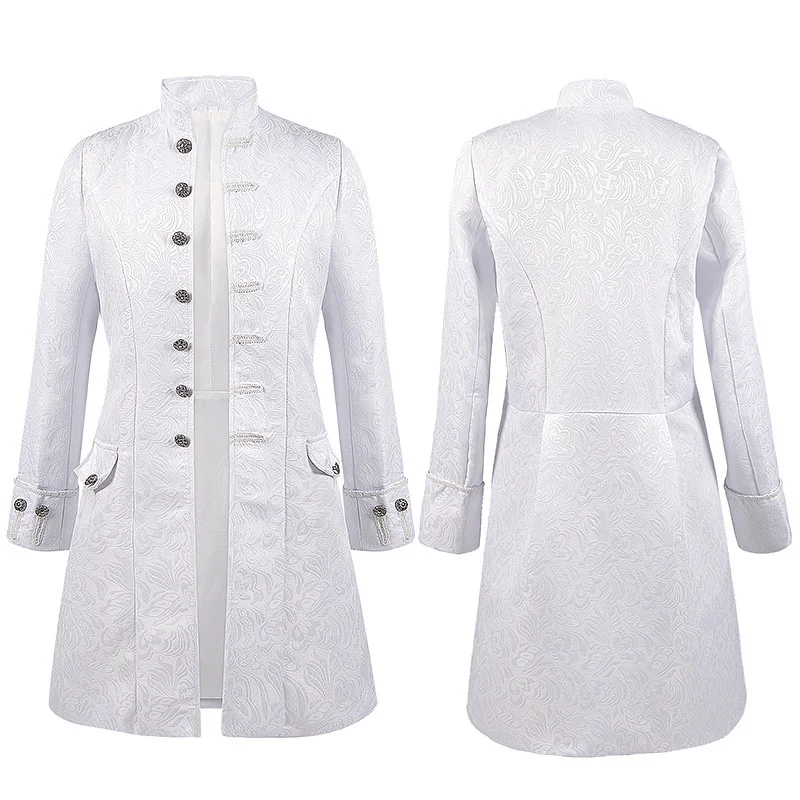 Men White Jacquard Long Coat Vintage Steampunk Tailcoat Jacket Men Gothic Victorian Frock Coat Uniform Halloween Cosplay Costume
Men White Jacquard Long Coat Vintage Steampunk Tailcoat Jacket Men Gothic Victorian Frock Coat Uniform Halloween Cosplay Costume