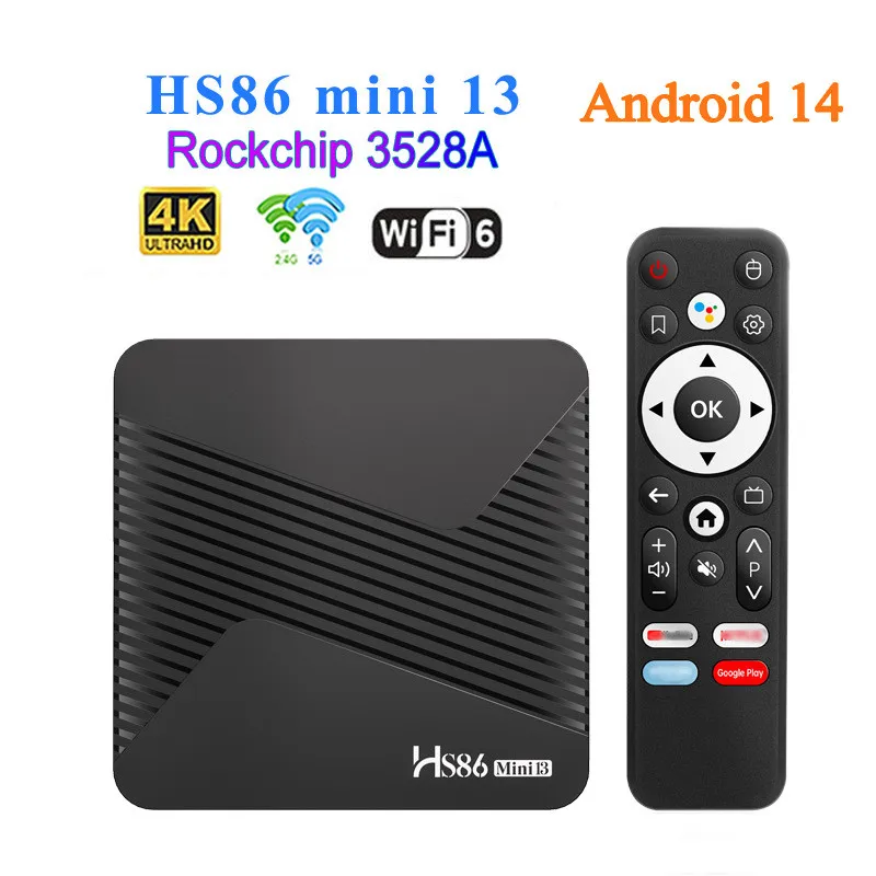 HS86mini 13 Tv Box 4GB 32GB RK3528A 2.4G/5G Wifi6 4K BT5.4 Android 14.0 Media Player Set Top Box
HS86mini 13 Tv Box 4GB 32GB RK3528A 2.4G/5G Wifi6 4K BT5.4 Android 14.0 Media Player Set Top Box