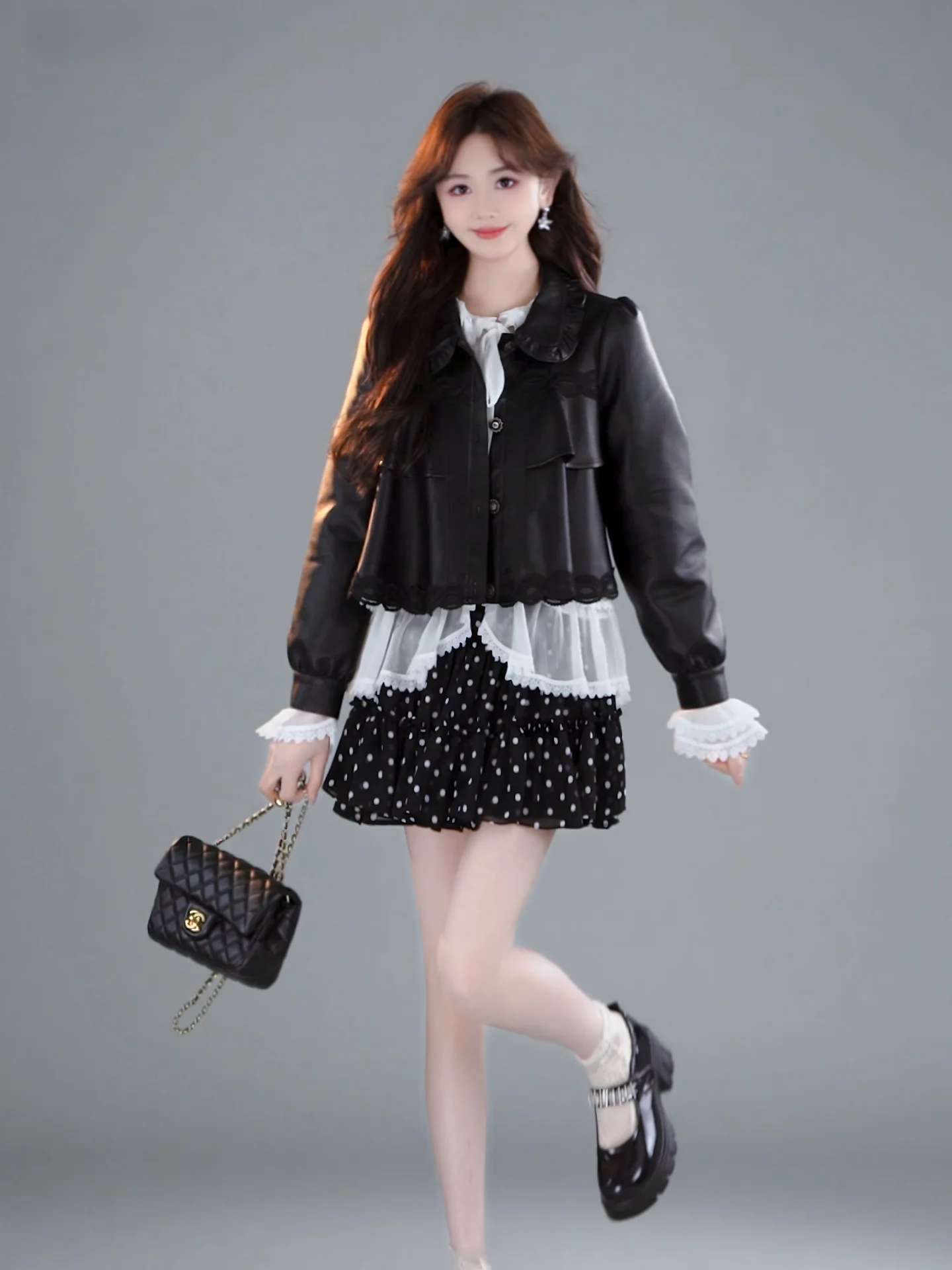 Кожаная куртка Annelily: модная, элегантная, весенняя новинка, женское короткое пальто для среднего возраста, с длинными рукавами, на пуговицах.
Кожаная куртка Annelily: модная, элегантная, весенняя новинка, женское короткое пальто для среднего возраста, с длинными рукавами, на пуговицах.