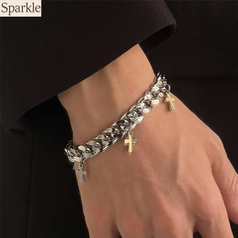 Stainless Steel Mini Cross Bracket Hip-Hop Minimalist Punk for Men Women Waterproof Fashion Hand Chain Jewelry Accessories Gift
Stainless Steel Mini Cross Bracket Hip-Hop Minimalist Punk for Men Women Waterproof Fashion Hand Chain Jewelry Accessories Gift