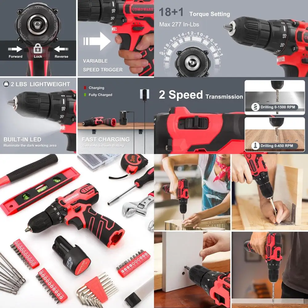 Набор аккумуляторной дрели 12 В, 169 предметов, с отверткой, универсальный набор инструментов для ремонта дома, офиса и проектов на открытом воздухе
Набор аккумуляторной дрели 12 В, 169 предметов, с отверткой, универсальный набор инструментов для ремонта дома, офиса и проектов на открытом воздухе