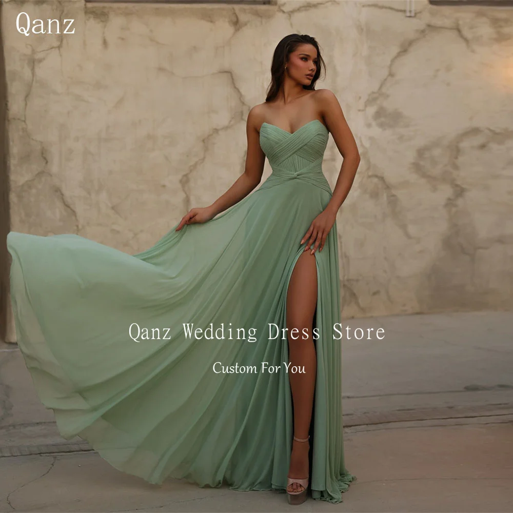 Qanz Elegant Sage Green Prom Dress High Slit Floor Length Women Evening Gowns Sweetheart Backless Vestidos De Gala Customized
Qanz Elegant Sage Green Prom Dress High Slit Floor Length Women Evening Gowns Sweetheart Backless Vestidos De Gala Customized