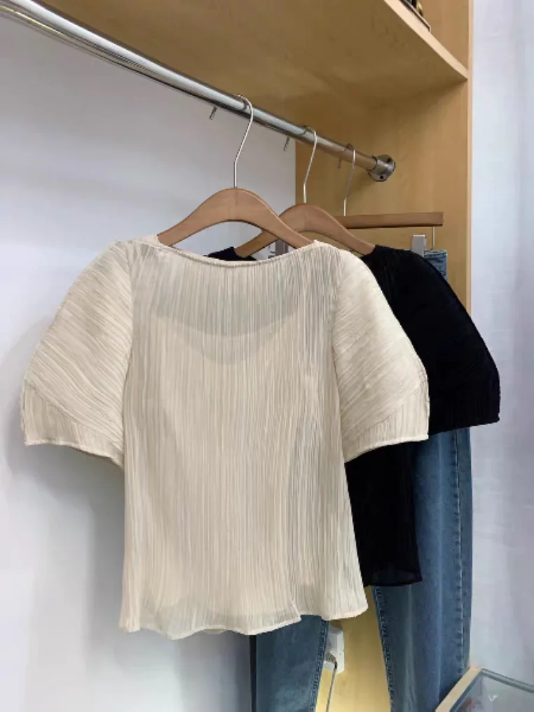 Faionable Korean Sle Skin-friendly Zo Pleated ort Sve Top with Strap Cotton Blend round Ne Daily Wear for Girls
Faionable Korean Sle Skin-friendly Zo Pleated ort Sve Top with Strap Cotton Blend round Ne Daily Wear for Girls