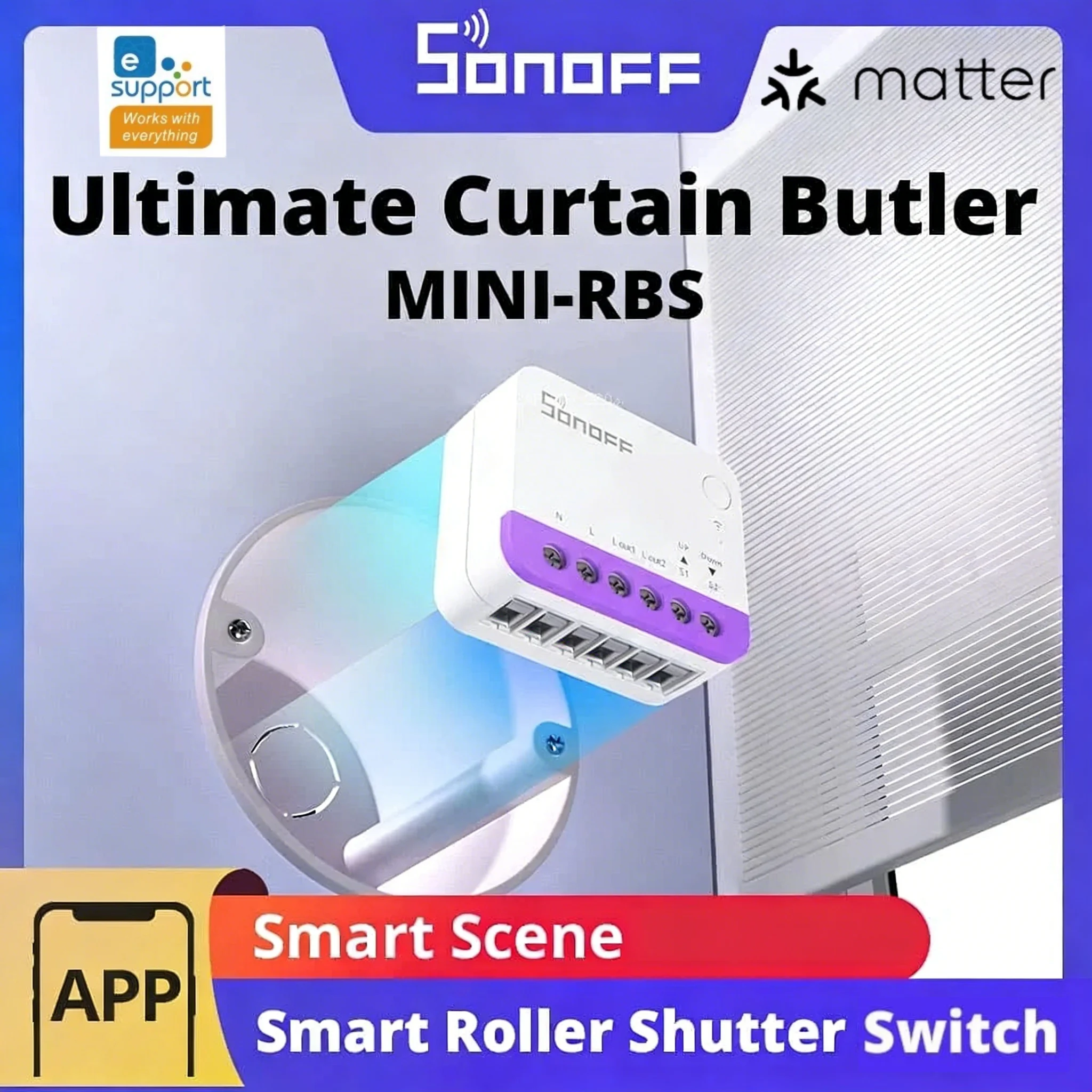 SONOFF MINI-RBS Smart Curtain Roller Shutter Switch Deviation Calibration Smart Scheduling and Exact Control via Matter ALexa
SONOFF MINI-RBS Smart Curtain Roller Shutter Switch Deviation Calibration Smart Scheduling and Exact Control via Matter ALexa