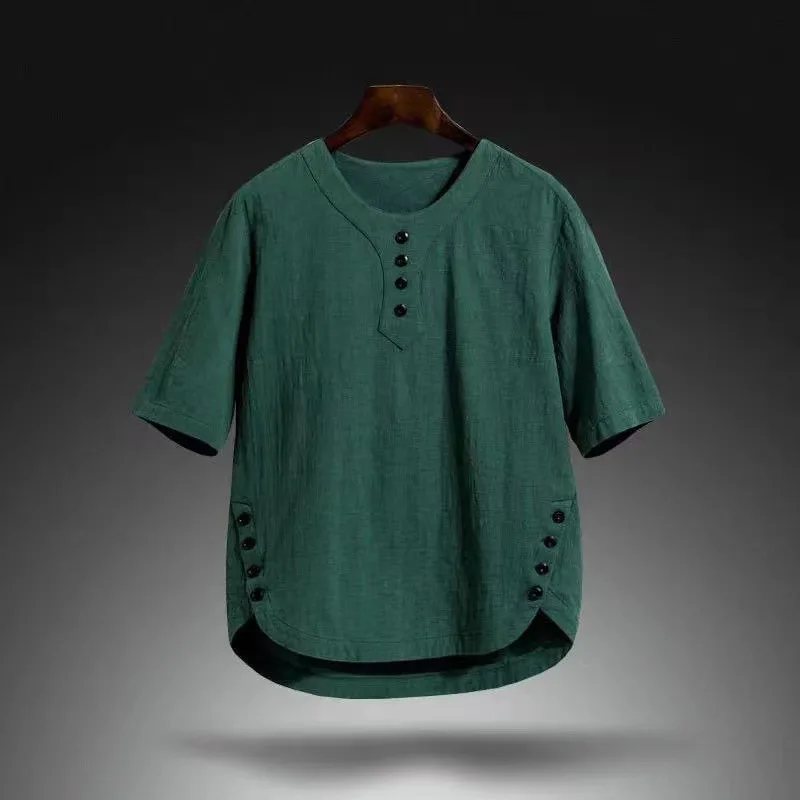 Ретро-футболка из хлопка и льна с коротким рукавом, женская летняя свободная футболка с круглым вырезом, повседневный топ, удобный, дышащий, винтажный стиль
Ретро-футболка из хлопка и льна с коротким рукавом, женская летняя свободная футболка с круглым вырезом, повседневный топ, удобный, дышащий, винтажный стиль