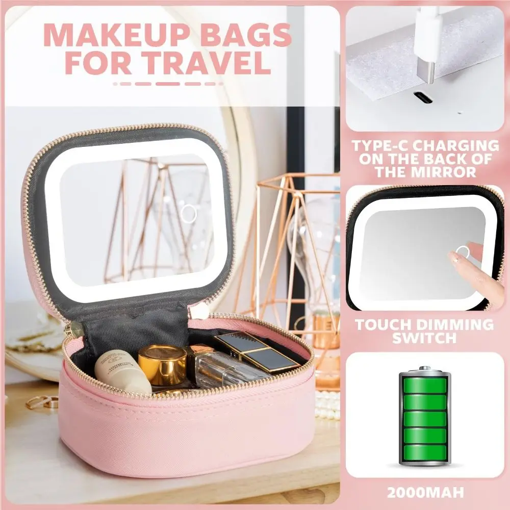 Fashion with LED Mirror Makeup Bag 3 Adjustable Brightness Rechargeable Cosmetic Storage Box Portable Mini Toiletry Bag Travel
Fashion with LED Mirror Makeup Bag 3 Adjustable Brightness Rechargeable Cosmetic Storage Box Portable Mini Toiletry Bag Travel