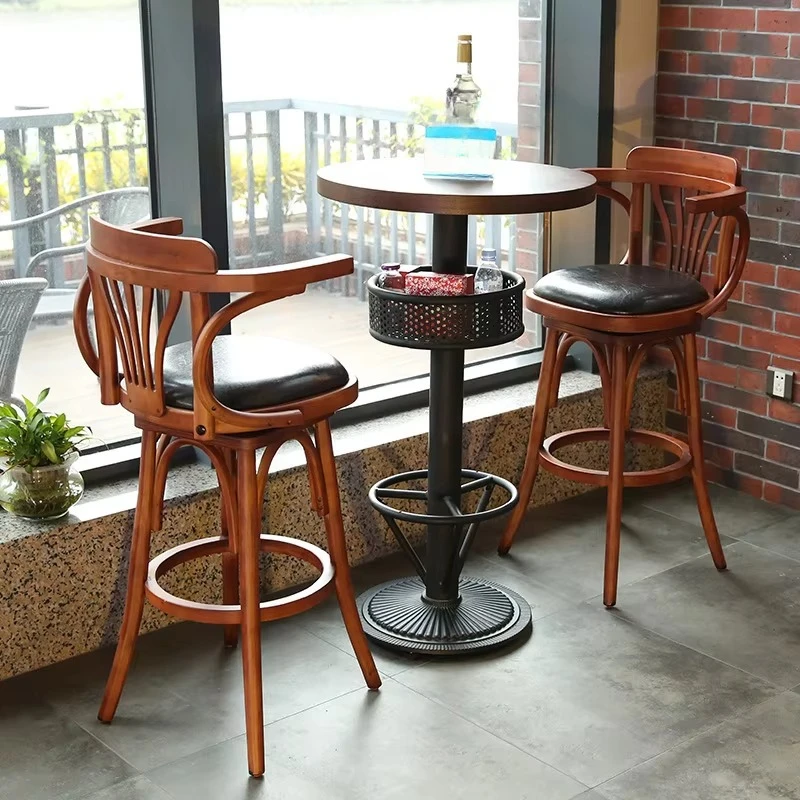 Industrial Bar Set Furniture Leather Bar Stool Carousel Wood High Pole Chair with Backrest
Industrial Bar Set Furniture Leather Bar Stool Carousel Wood High Pole Chair with Backrest