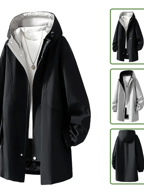 Autumn Men's Hooded Jaet Outdoor Workwear Polyester Fiber Long Sve Zipper Closure Color Casual Faion Coat
Autumn Men's Hooded Jaet Outdoor Workwear Polyester Fiber Long Sve Zipper Closure Color Casual Faion Coat