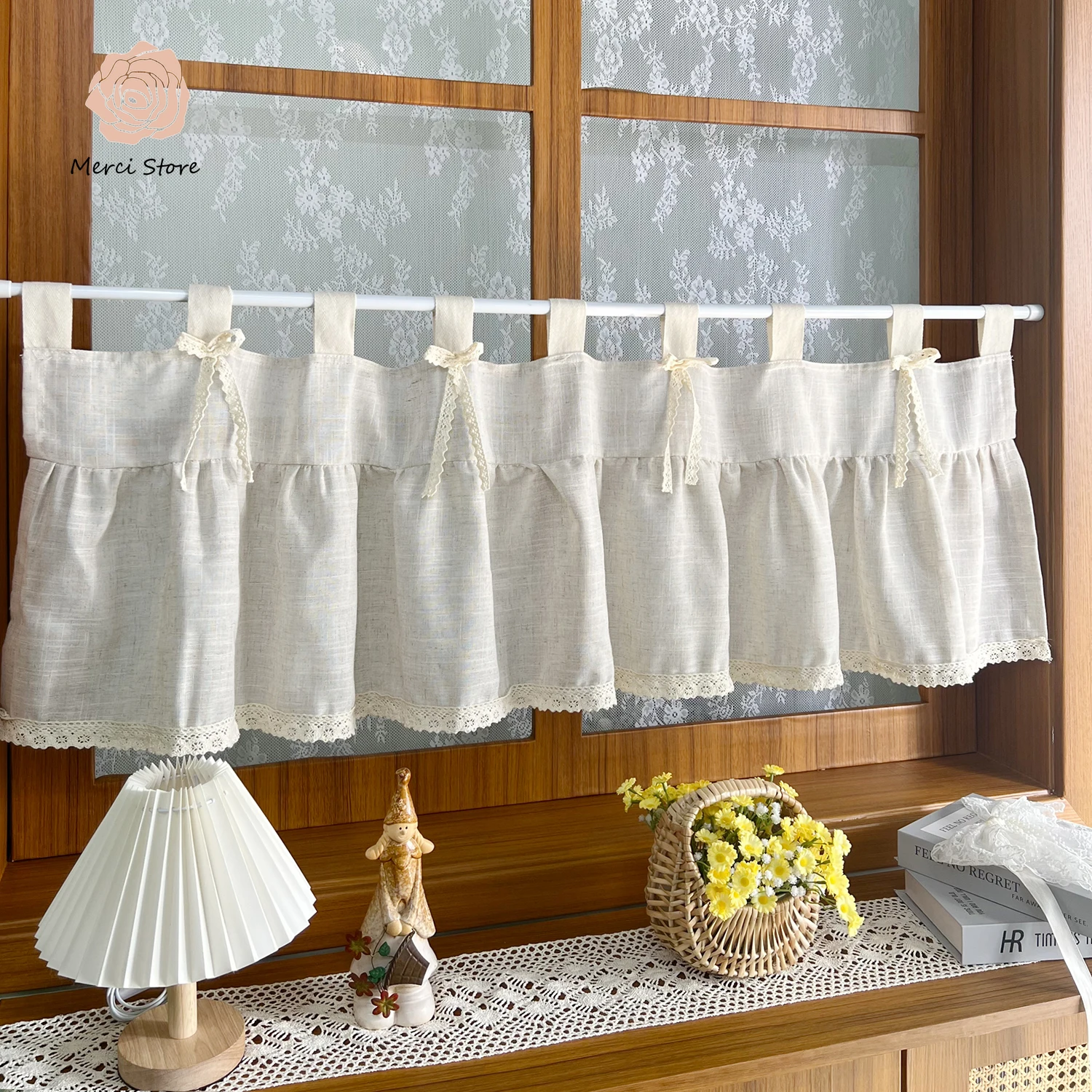 Cute Beige Short Curtain for Windows Bow-tie Strap Drape for Home Decor Door Decor Cafe Cabinet Splicing Curtains Customize Size
Cute Beige Short Curtain for Windows Bow-tie Strap Drape for Home Decor Door Decor Cafe Cabinet Splicing Curtains Customize Size