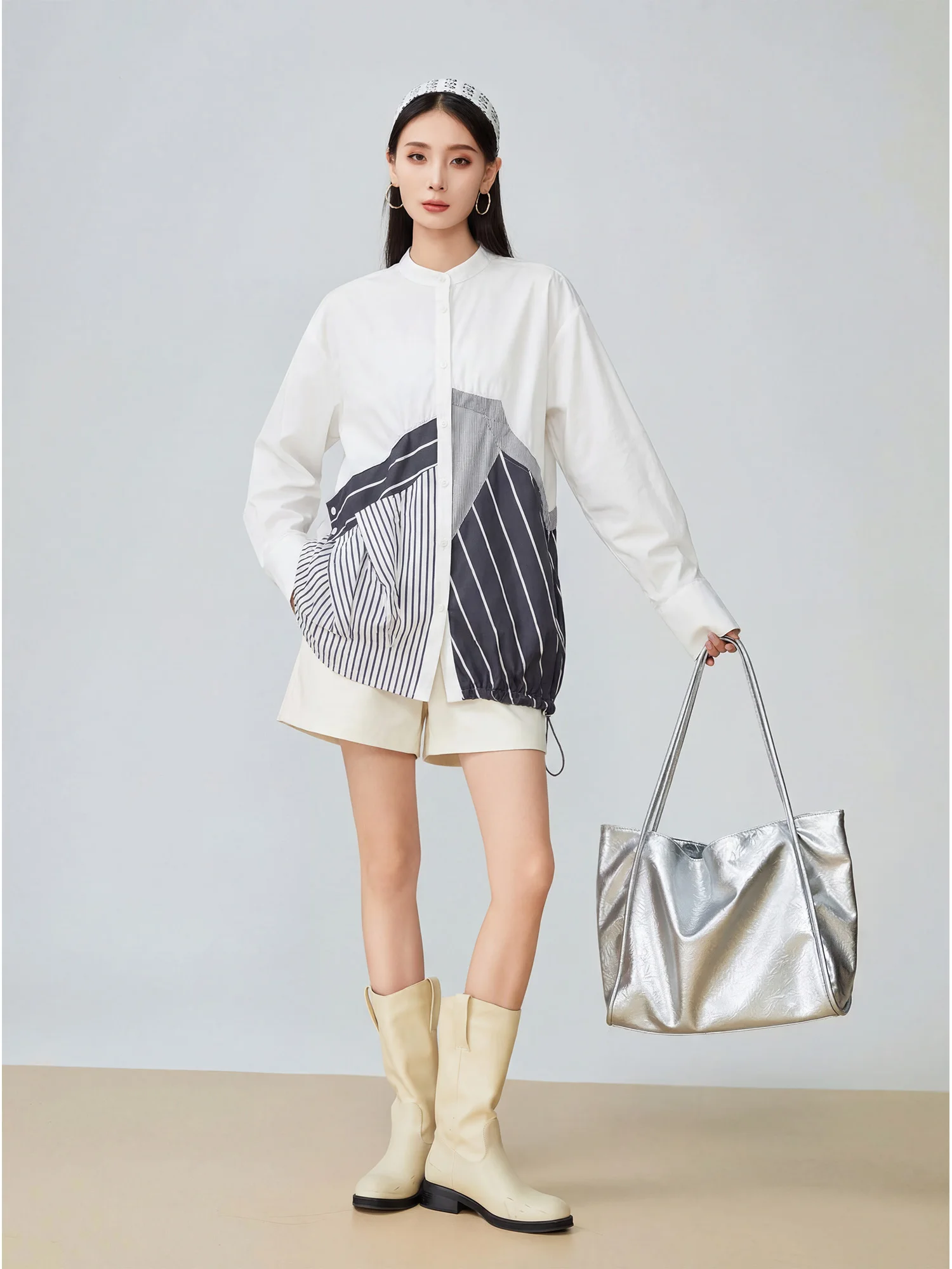 Женская блузка-жакет в полоску с цветными блоками, деконструированного кроя, с длинными рукавами, в корейском стиле, свободная, повседневная, универсальная, с воротником-стойкой
Женская блузка-жакет в полоску с цветными блоками, деконструированного кроя, с длинными рукавами, в корейском стиле, свободная, повседневная, универсальная, с воротником-стойкой