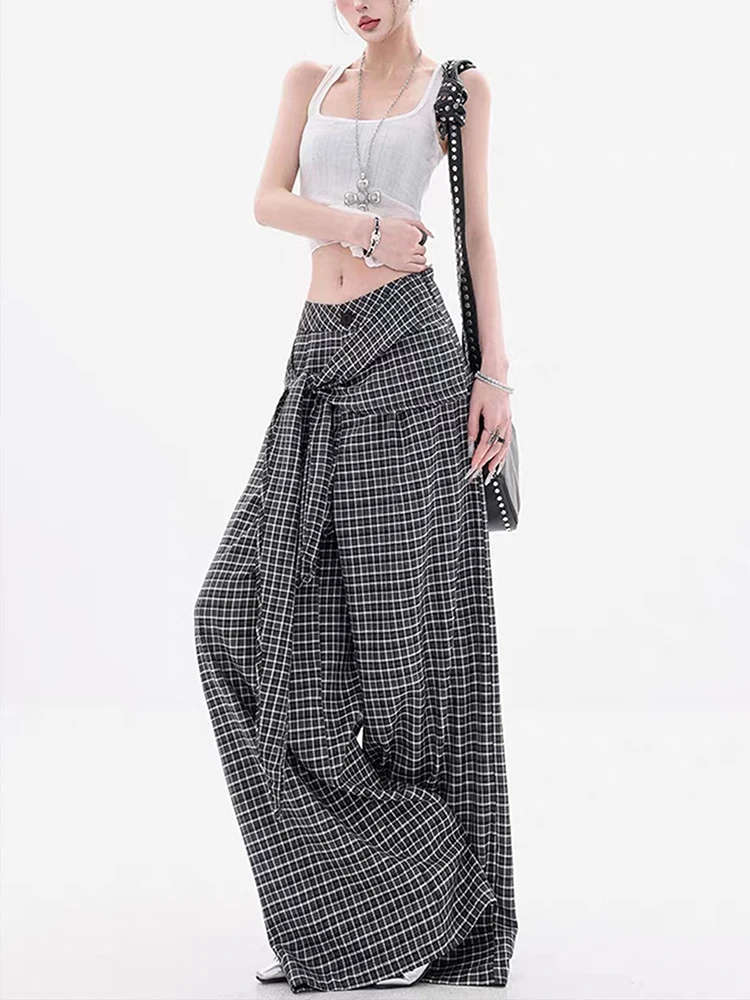 Summer plaid pants thin women's new 2025 black and white plaid irregular strap design sense wide leg trendy plaid pants
Summer plaid pants thin women's new 2025 black and white plaid irregular strap design sense wide leg trendy plaid pants