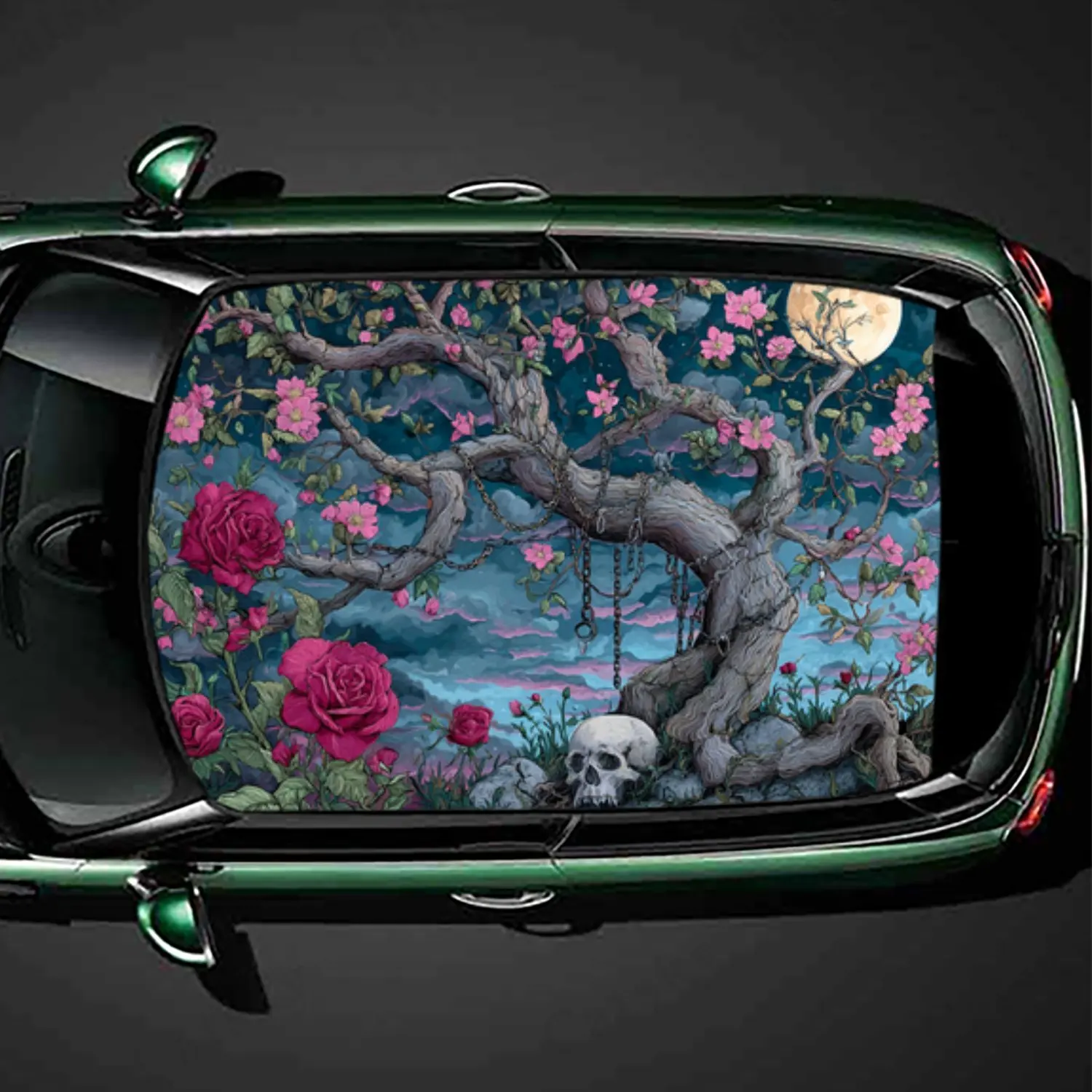 Moonlit Night, Withered Tree, Skull and Flower Shadows Print PVC Car Roof Sticker, Self-Adhesive Waterproof Car vinyl Decal, Car
Moonlit Night, Withered Tree, Skull and Flower Shadows Print PVC Car Roof Sticker, Self-Adhesive Waterproof Car vinyl Decal, Car