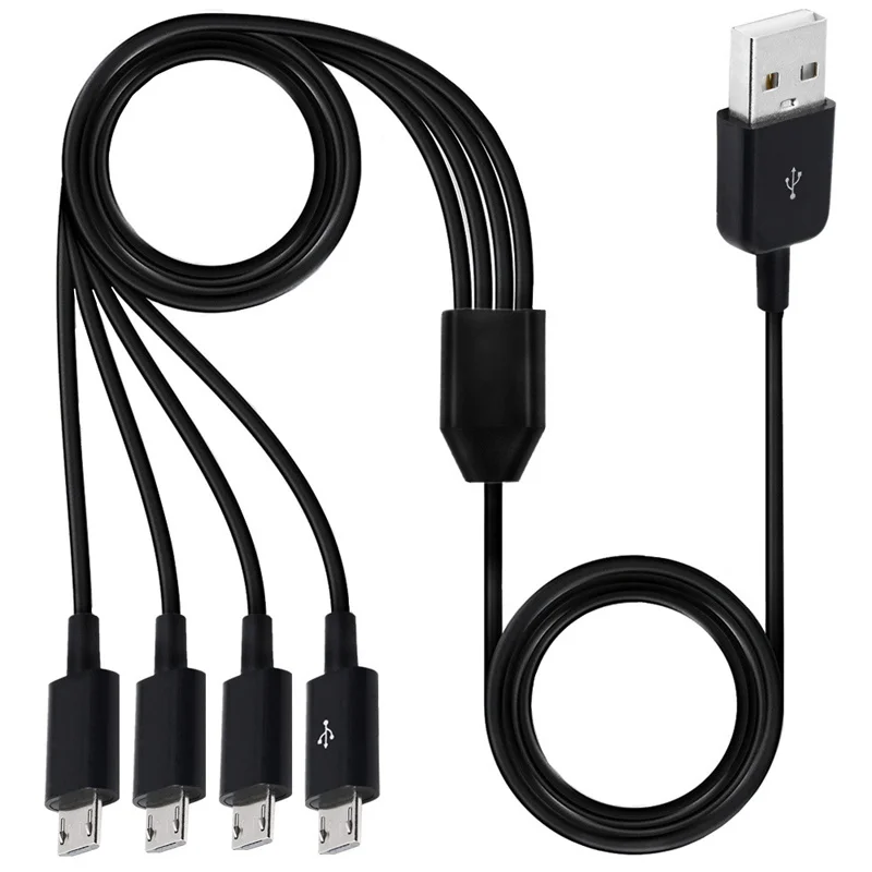 USB 2.0 Type A Male To 4 Micro USB 5 Pin Male Splitter Y Data Sync and Charge Connector Adapter Cable 0.5m/1m/1.5m Black
USB 2.0 Type A Male To 4 Micro USB 5 Pin Male Splitter Y Data Sync and Charge Connector Adapter Cable 0.5m/1m/1.5m Black