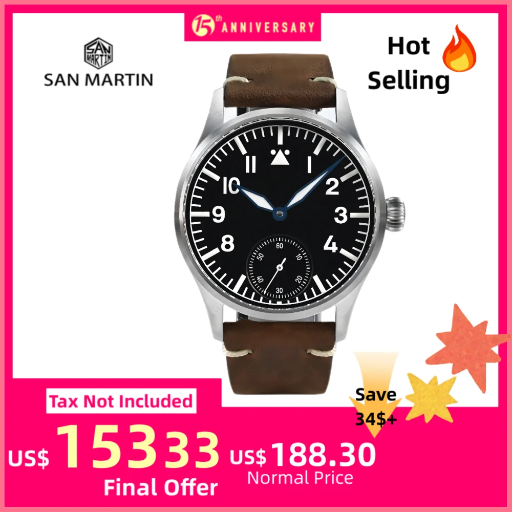 San Martin 41mm Retro Pilot Watch For Men Mechnical Wristwatch NH35 ST3621 100Meters Military Quality Timepiece Lume SN0117G
San Martin 41mm Retro Pilot Watch For Men Mechnical Wristwatch NH35 ST3621 100Meters Military Quality Timepiece Lume SN0117G