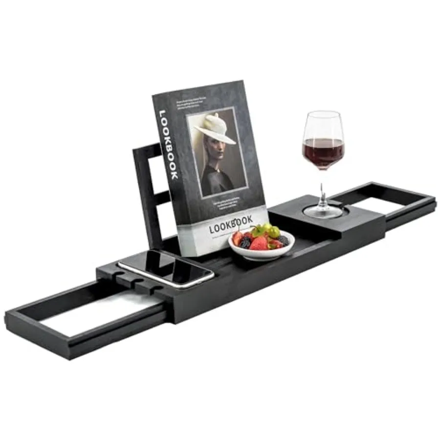 Bamboo Bathtub Tray Black, Adjustable Bath Caddy Table for Tub, Bathroom Organizer with Book Tablet Wine Glass Cup Towel Holder
Bamboo Bathtub Tray Black, Adjustable Bath Caddy Table for Tub, Bathroom Organizer with Book Tablet Wine Glass Cup Towel Holder
