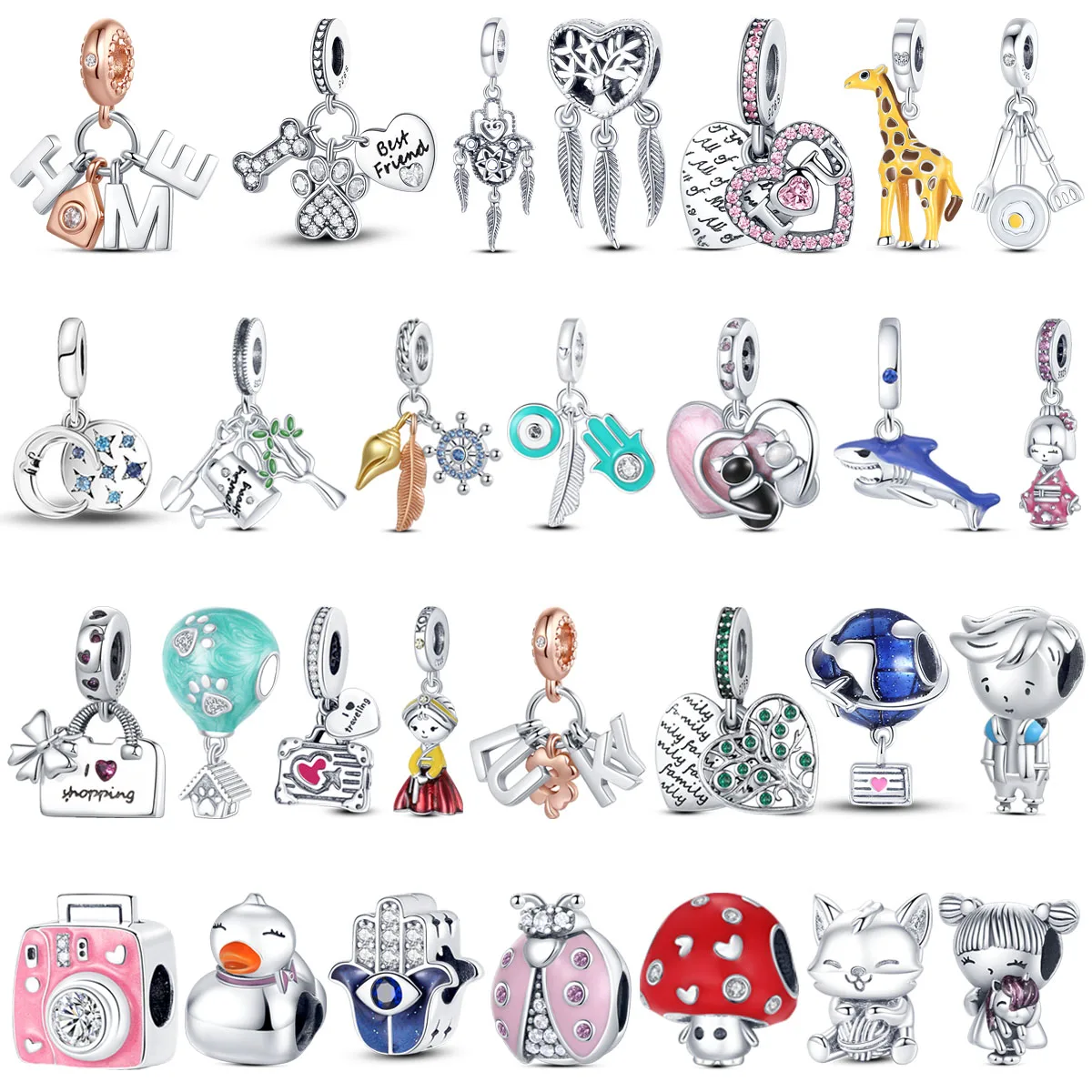 Original 925 Sterling Silver Flower Heart Animal Feather Tree of Life Beaded Pendant for Pandora DIY Bracelet Ladies JewelryGift
Original 925 Sterling Silver Flower Heart Animal Feather Tree of Life Beaded Pendant for Pandora DIY Bracelet Ladies JewelryGift