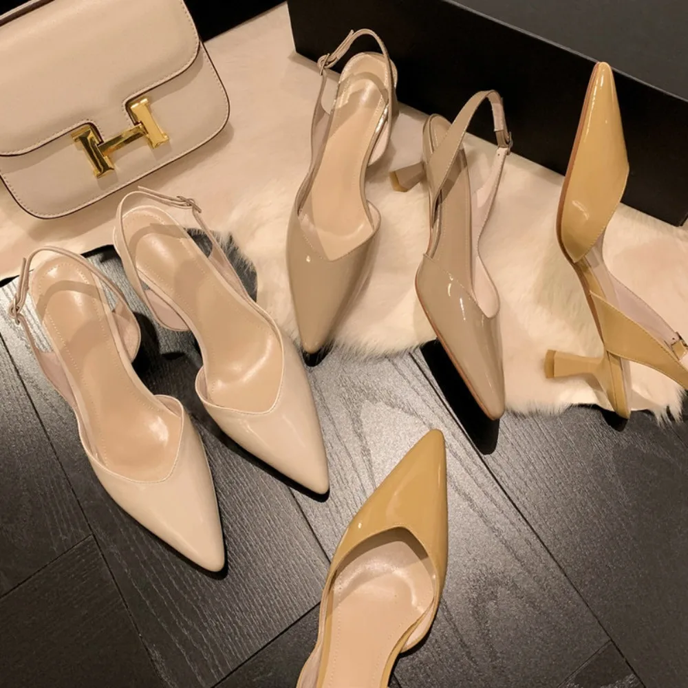 Closed Toe Sandals Women Spring Summer Hollow Out Patent Leather High Heels Pointed Toe Backless Thin Heel Footwear 2026
Closed Toe Sandals Women Spring Summer Hollow Out Patent Leather High Heels Pointed Toe Backless Thin Heel Footwear 2026