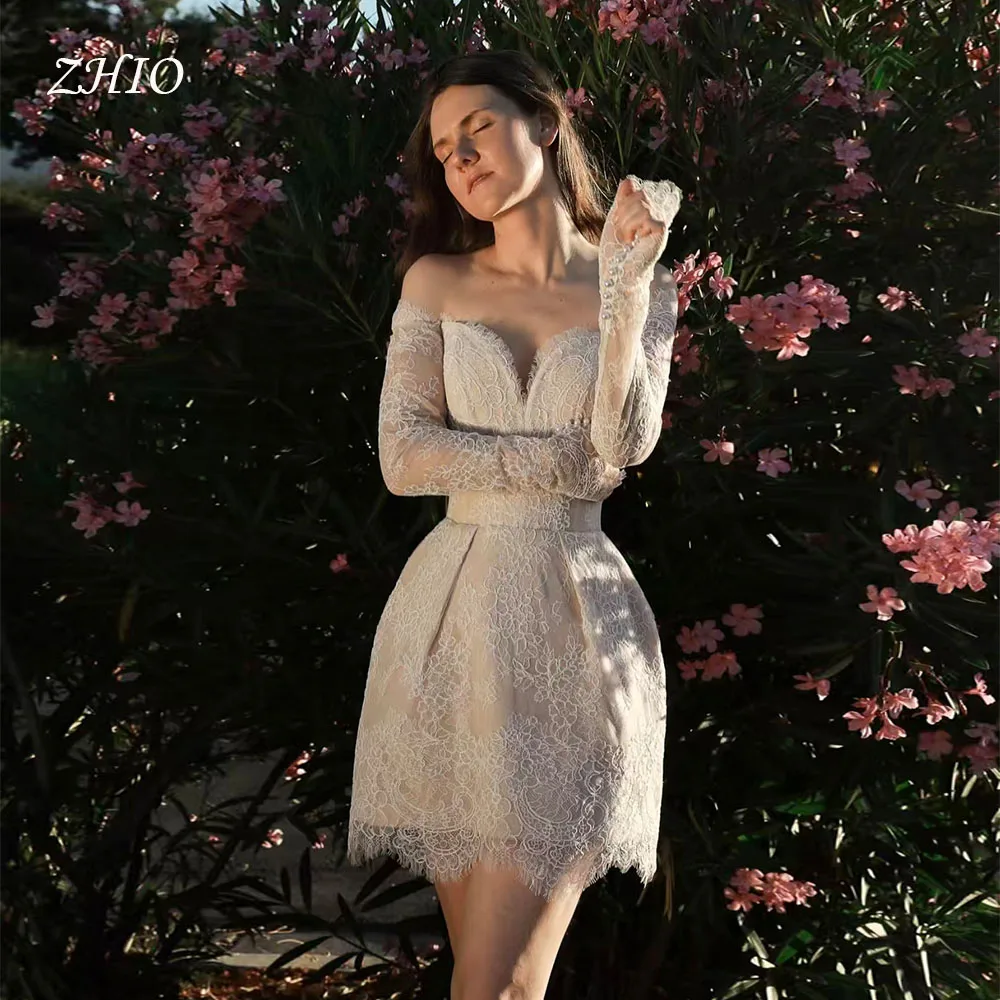 ZHIO Elegant Lace Wedding Party Dress Sweetheart Off Shoulder Full Sleeves Celebration Short Prom Gown Custom Robe De Mariée
ZHIO Elegant Lace Wedding Party Dress Sweetheart Off Shoulder Full Sleeves Celebration Short Prom Gown Custom Robe De Mariée