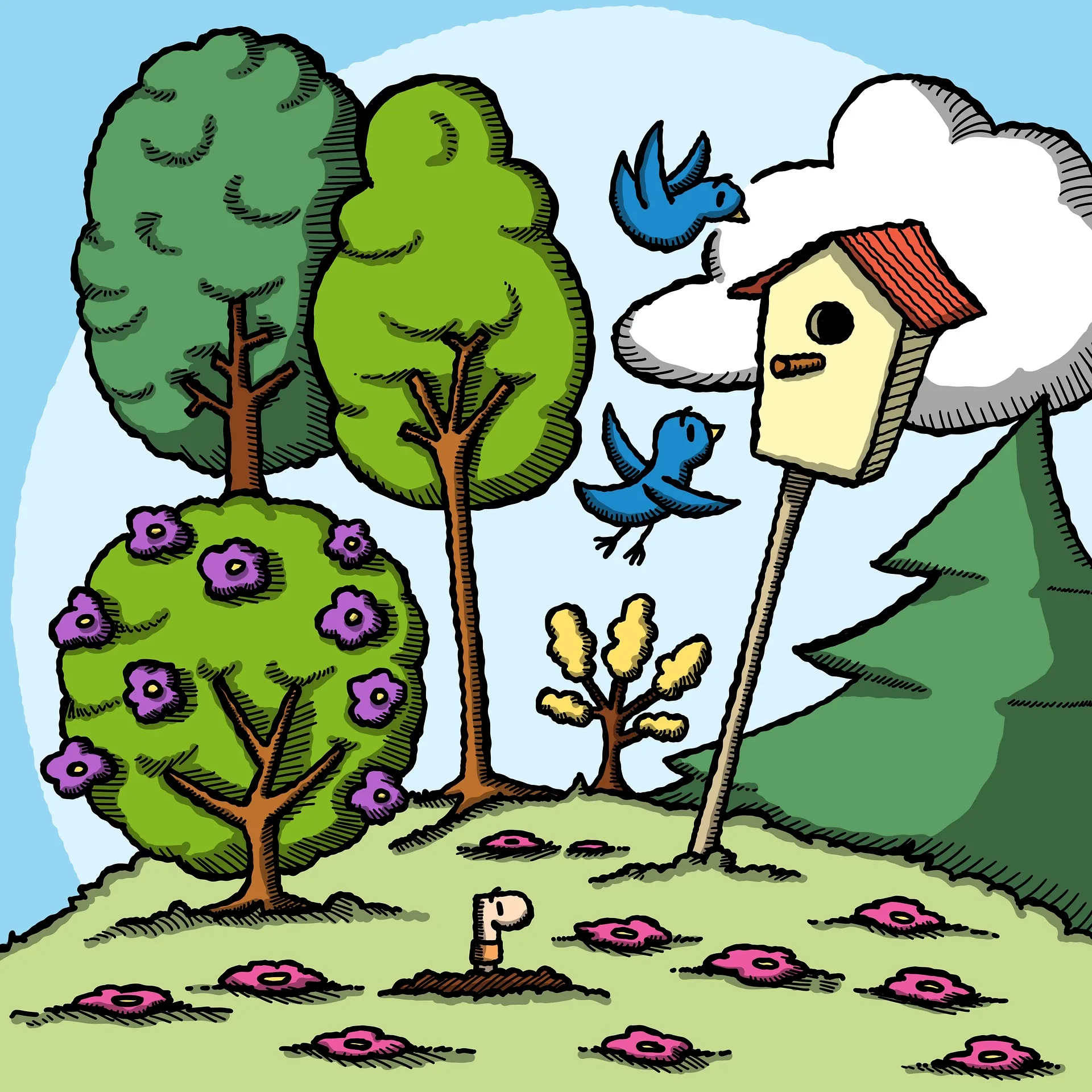 Cartoon Garden Birdhouse & Blue Birds Jigsaw Puzzle, Lush Flower Trees Lawn Scenery For Kids Living Room Wall Decor
Cartoon Garden Birdhouse & Blue Birds Jigsaw Puzzle, Lush Flower Trees Lawn Scenery For Kids Living Room Wall Decor