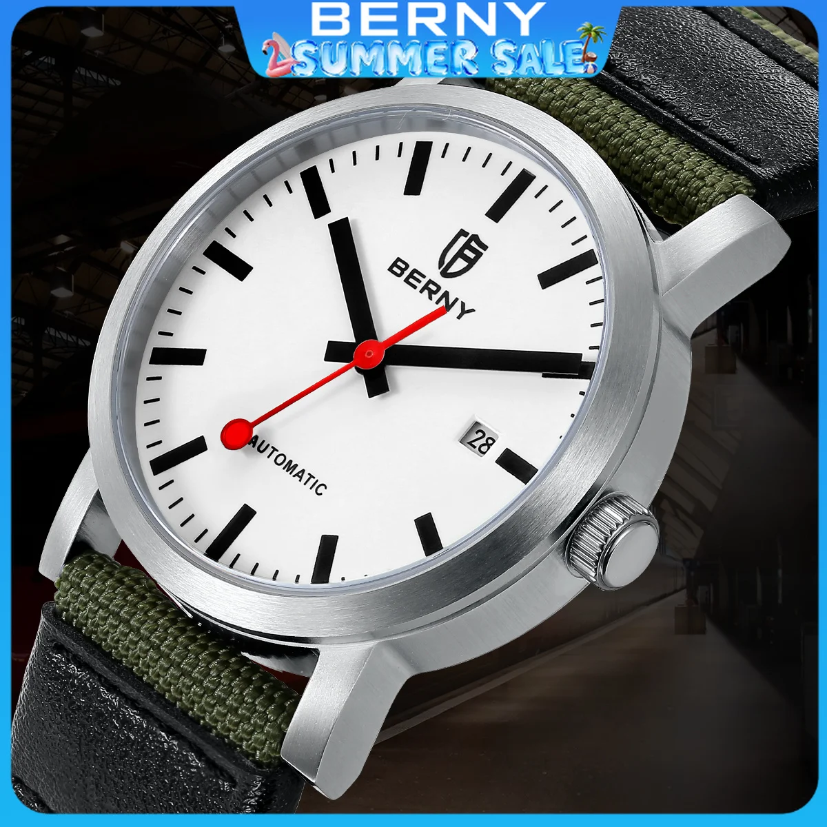 BERNY Automatic Mechanical Men Watch Track Male MIYOTA 8215 Stainless Steel Waterproof Sport Fashion Wristwatch for Men
BERNY Automatic Mechanical Men Watch Track Male MIYOTA 8215 Stainless Steel Waterproof Sport Fashion Wristwatch for Men