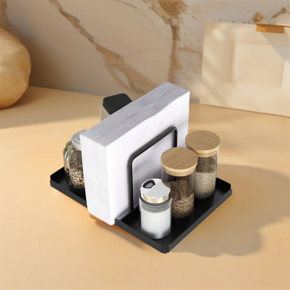 Прочный металлический держатель для салфеток, черный противоскользящий лоток для хранения бутылок с специй, экономия места, кухонная полка для хранения, кухня
Прочный металлический держатель для салфеток, черный противоскользящий лоток для хранения бутылок с специй, экономия места, кухонная полка для хранения, кухня