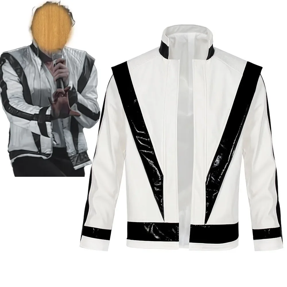 Michael Jackson Cosplay Costumes Thriller Jacket high quality White PU Leather MV show Imitation Retro Halloween Christmas suit
Michael Jackson Cosplay Costumes Thriller Jacket high quality White PU Leather MV show Imitation Retro Halloween Christmas suit