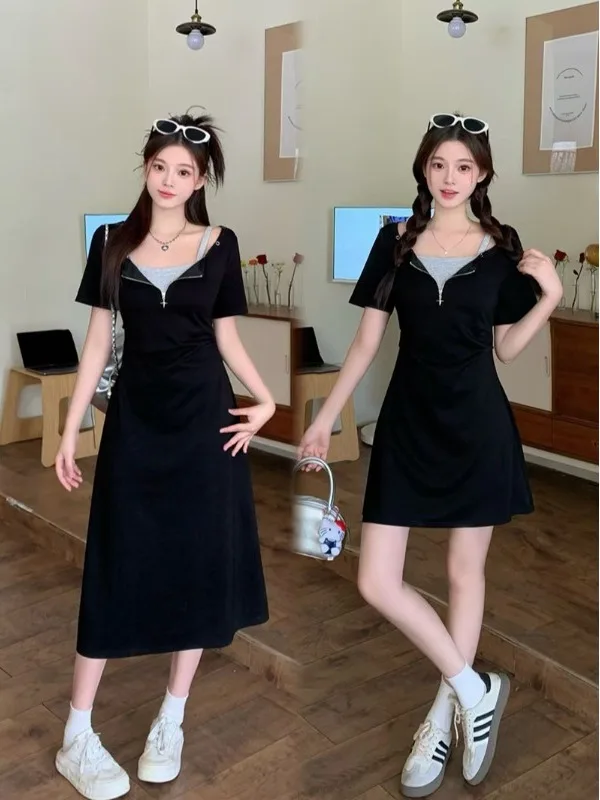 plus Size American Retro Color Block Short Sleeve Dress Women's Summer New Waist Cinching Slim A-Line Skirt Commute Style
plus Size American Retro Color Block Short Sleeve Dress Women's Summer New Waist Cinching Slim A-Line Skirt Commute Style