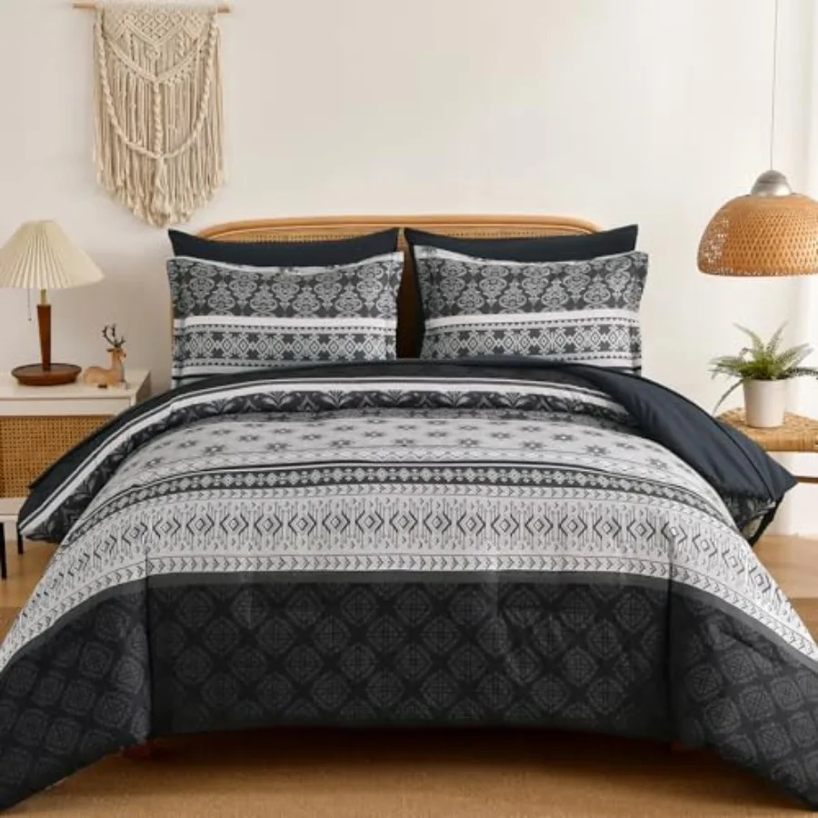 Boho Comforter Set Size7 Pieces Bohemian Comforter Bedding Set Bed in a Bag Dark Grey Paisley Floral Comfortet and Sheet Set So
Boho Comforter Set Size7 Pieces Bohemian Comforter Bedding Set Bed in a Bag Dark Grey Paisley Floral Comfortet and Sheet Set So