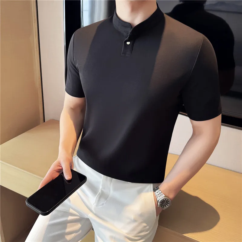 Summer Henry Collar Polo Shirt Men Ice Breathable Cotton Men's Short Sleeved T-shirt Casual Business Social Tee Top Men Clothing
Summer Henry Collar Polo Shirt Men Ice Breathable Cotton Men's Short Sleeved T-shirt Casual Business Social Tee Top Men Clothing