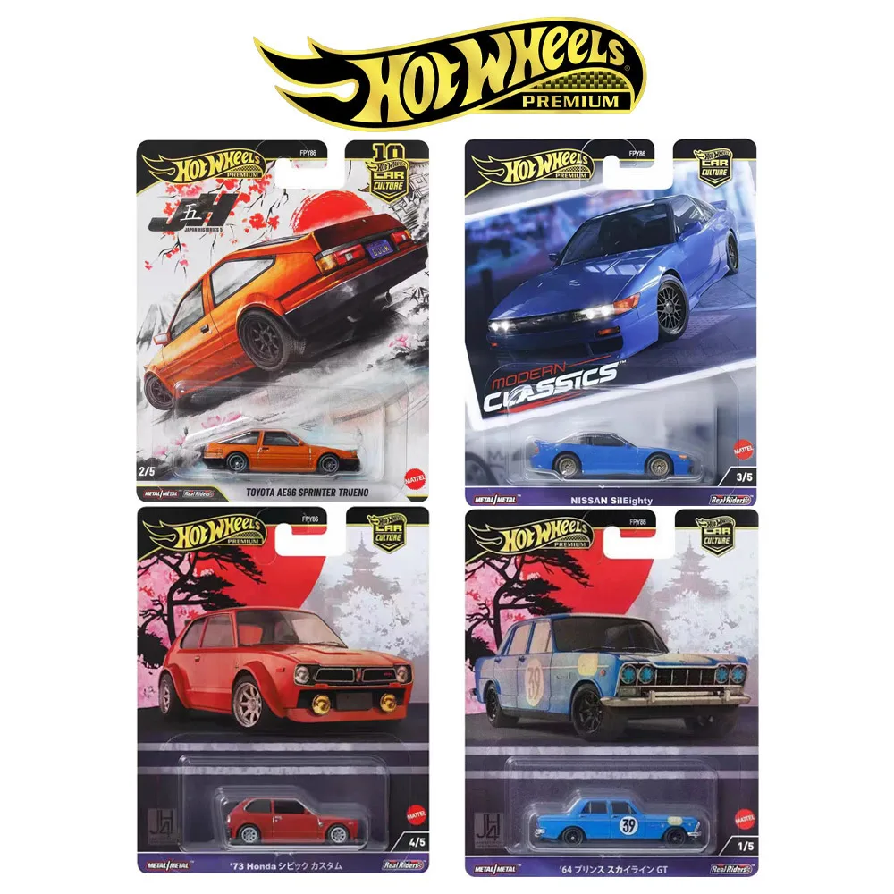 Hot Wheels Premium 1/64 Diecast Alloy Car 4Pcs Set Toyota AE86 Nissan Honda Civic Skyline GT Real Riders Collectible Toy
Hot Wheels Premium 1/64 Diecast Alloy Car 4Pcs Set Toyota AE86 Nissan Honda Civic Skyline GT Real Riders Collectible Toy