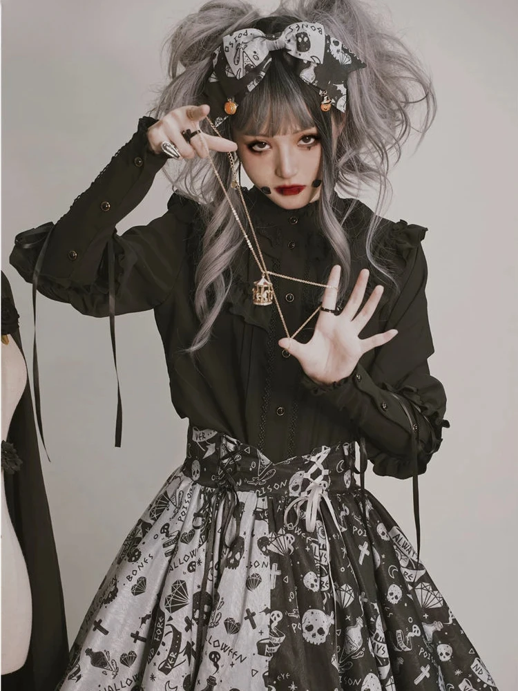 Vintage Lolita Style Gigot Sleeve Blouses Girls Gothic Y2k Shirts Women Victorian Sweet Lace Ruffles Bandage Tops Blusas Mujer
Vintage Lolita Style Gigot Sleeve Blouses Girls Gothic Y2k Shirts Women Victorian Sweet Lace Ruffles Bandage Tops Blusas Mujer