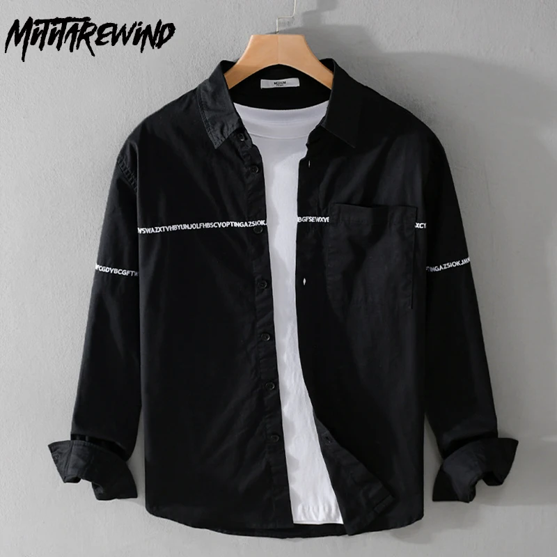 Lazy Style Long Sleeve Shirt Men Daily Casual Pure Cotton Black Shirts Letter Embroidered Shirt Fashion Mens Top Vintage Clothes
Lazy Style Long Sleeve Shirt Men Daily Casual Pure Cotton Black Shirts Letter Embroidered Shirt Fashion Mens Top Vintage Clothes