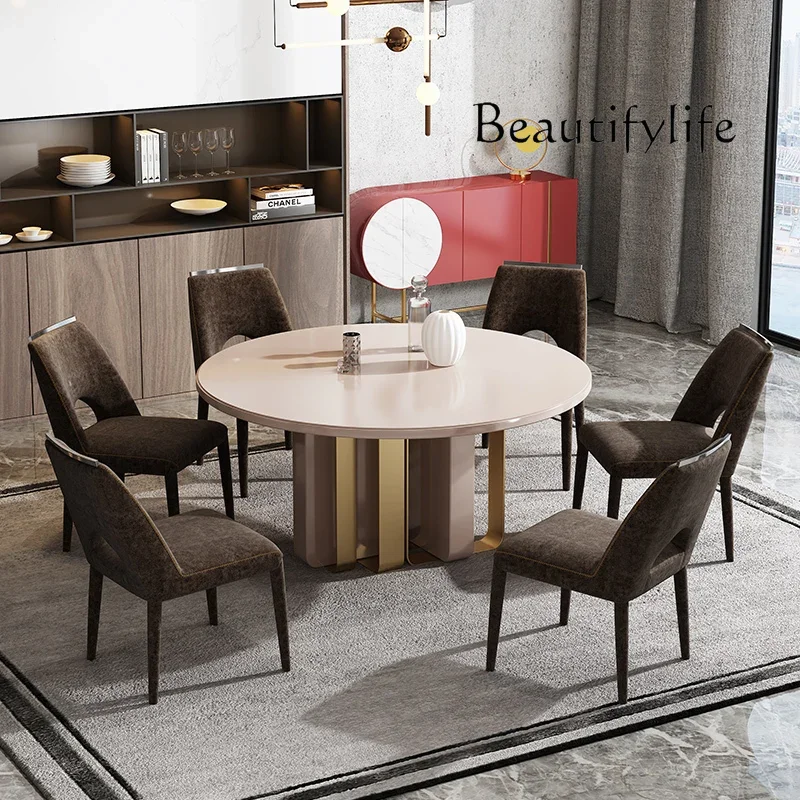 combination modern simplicity with turntable Nordic design home Round table tempered frosted glass dining table and chair
combination modern simplicity with turntable Nordic design home Round table tempered frosted glass dining table and chair