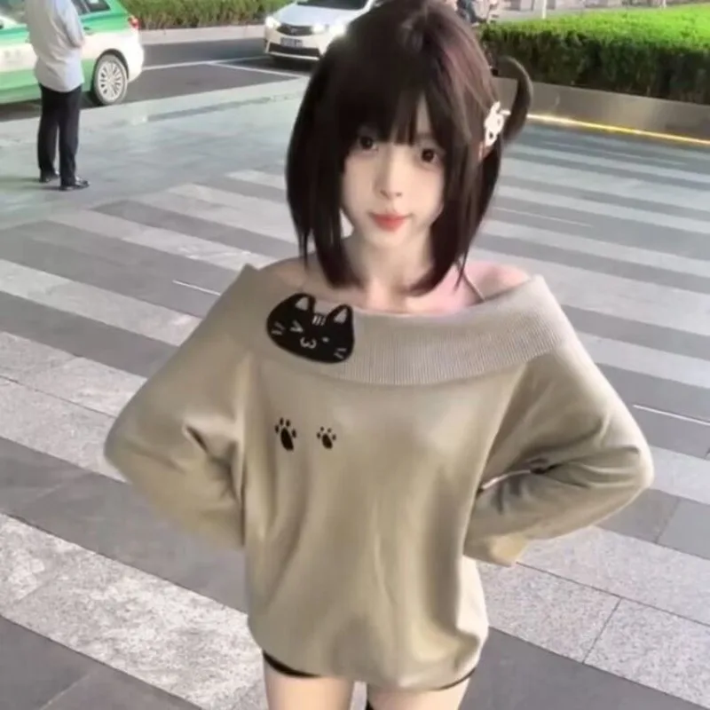 Cute Embroidery Off The Shoulder T Shirt Women Kawaii Cat Long Sleeve Basic Blouse Tight Basic Crop Top Strapless Gray Tees
Cute Embroidery Off The Shoulder T Shirt Women Kawaii Cat Long Sleeve Basic Blouse Tight Basic Crop Top Strapless Gray Tees