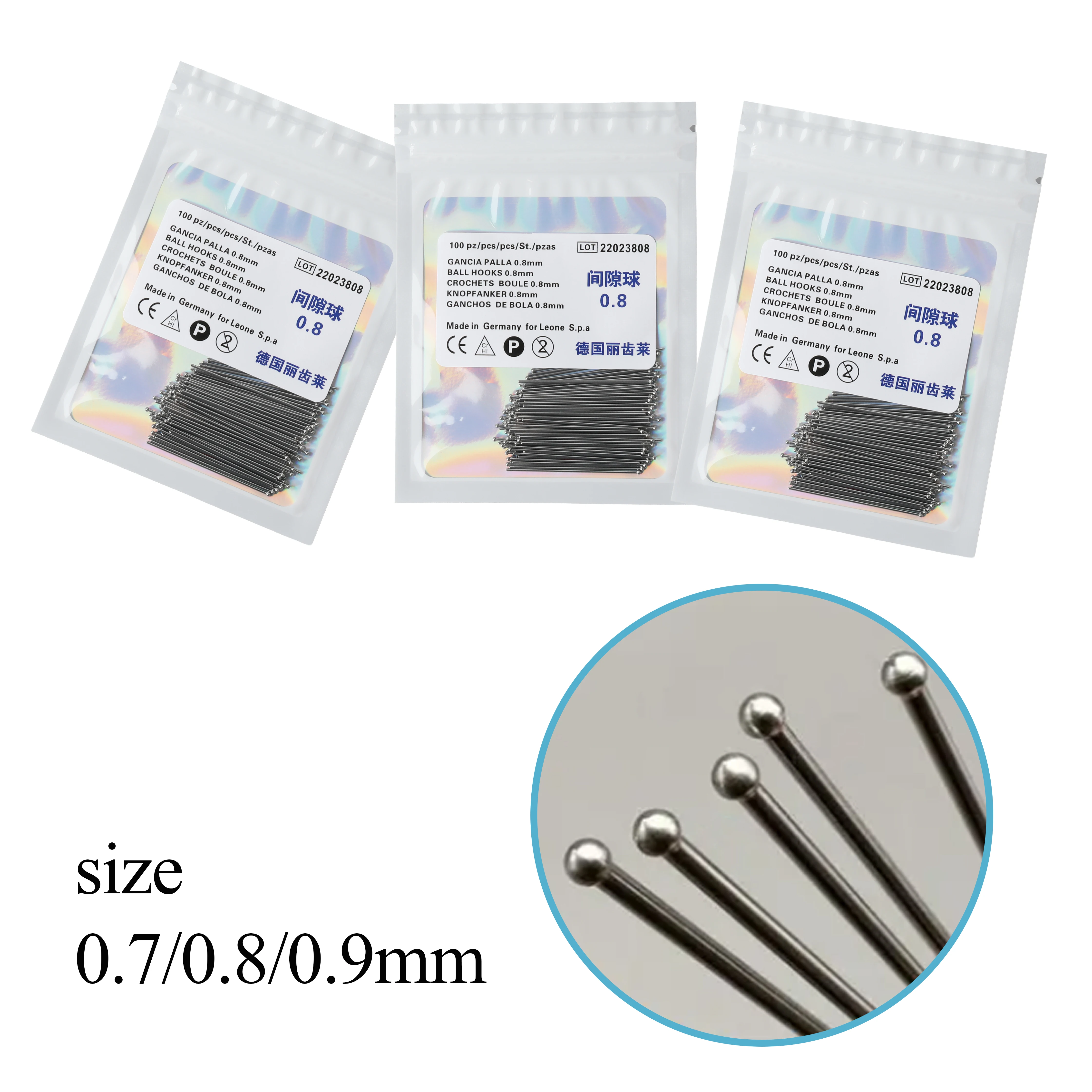 100Pcs Dental Ball Retainer Orthodontic Clasp Anchor Stainless Steel Ball Clasps Wire Teeth Position Hold 0.7/0.8/0.9
100Pcs Dental Ball Retainer Orthodontic Clasp Anchor Stainless Steel Ball Clasps Wire Teeth Position Hold 0.7/0.8/0.9