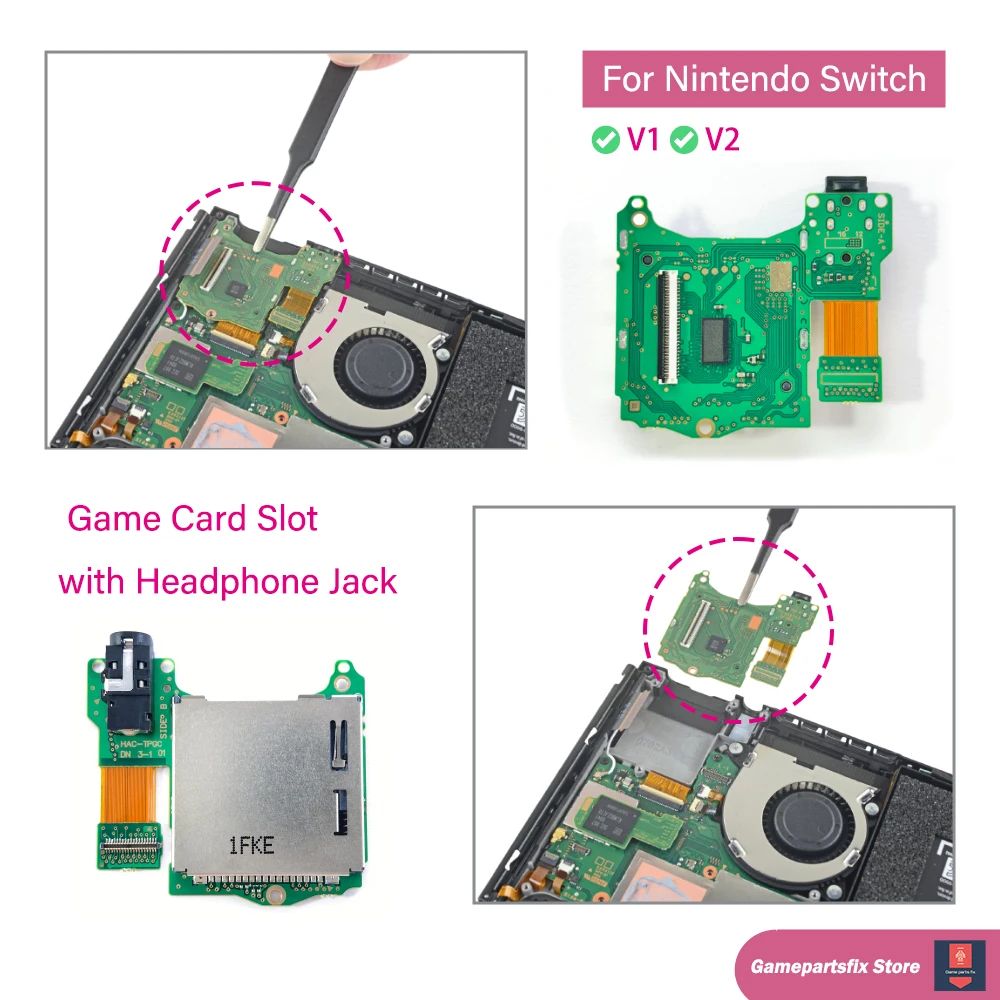 For NS V1 V2 Universal Game Card Reader Cartridge Slot w Headphone Jack Port for Nintend Switch Console Replacement Repair Parts
For NS V1 V2 Universal Game Card Reader Cartridge Slot w Headphone Jack Port for Nintend Switch Console Replacement Repair Parts