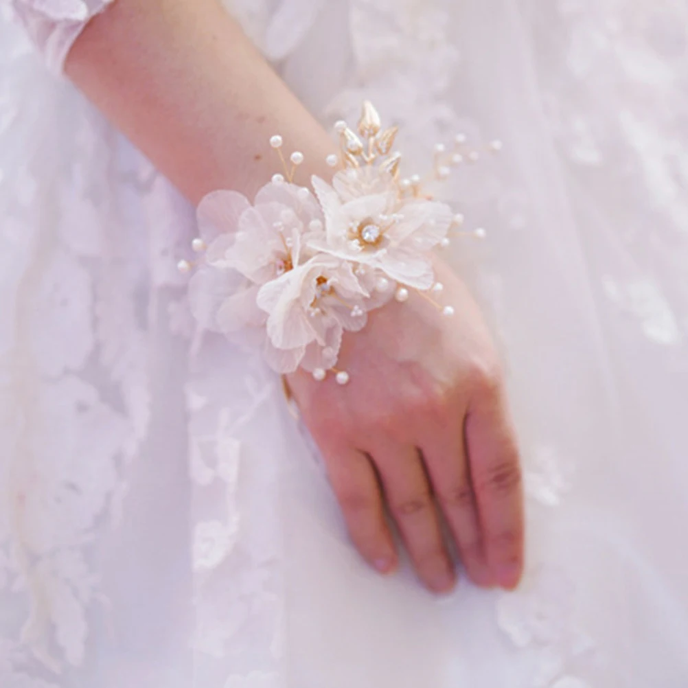 Bridal Wedding Wrist Flower Beads Fairy Cloth Wrist Corsage Comfortable Bridesmaid Wristband Party Decoration 
Bridal Wedding Wrist Flower Beads Fairy Cloth Wrist Corsage Comfortable Bridesmaid Wristband Party Decoration