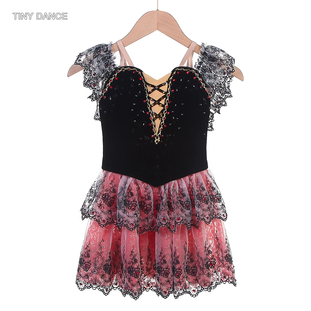Girls Professional Ballet Dance Tutu Dress Black Bodice with Red Skirts Adult Ballerina Dancewear Customized Performance Costume
Girls Professional Ballet Dance Tutu Dress Black Bodice with Red Skirts Adult Ballerina Dancewear Customized Performance Costume